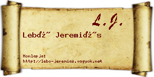 Lebó Jeremiás névjegykártya